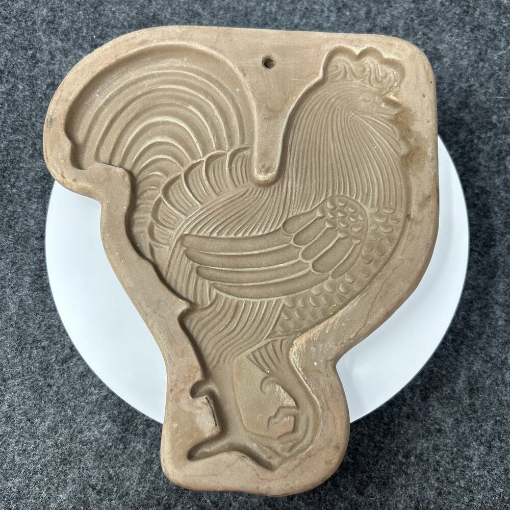 Vintage Hartstone Pottery Rooster Cookie Mold 8" Ceramic Farmhouse Wall Hanging